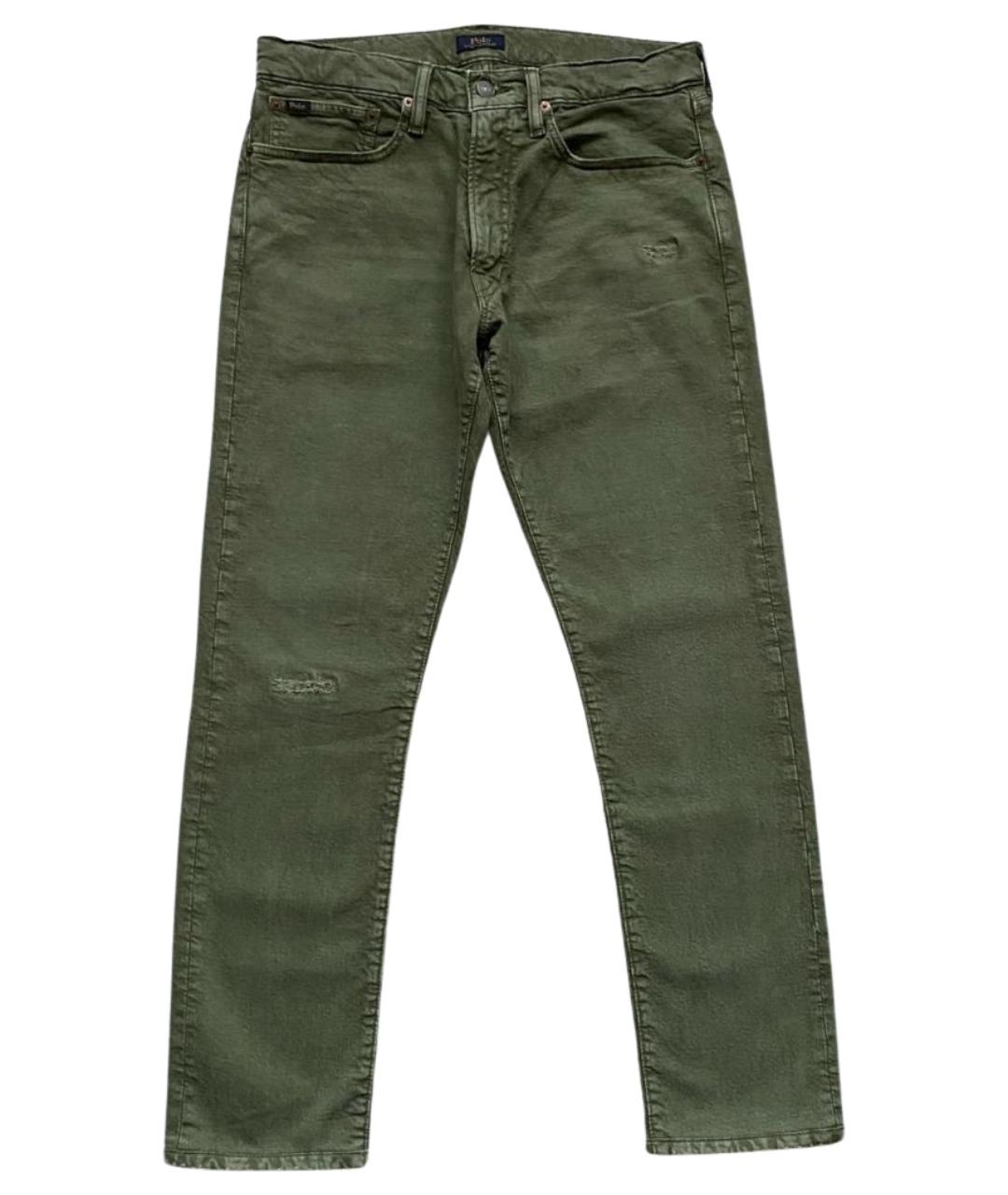 POLO RALPH LAUREN Зеленые хлопко-эластановые джинсы скинни, фото 1