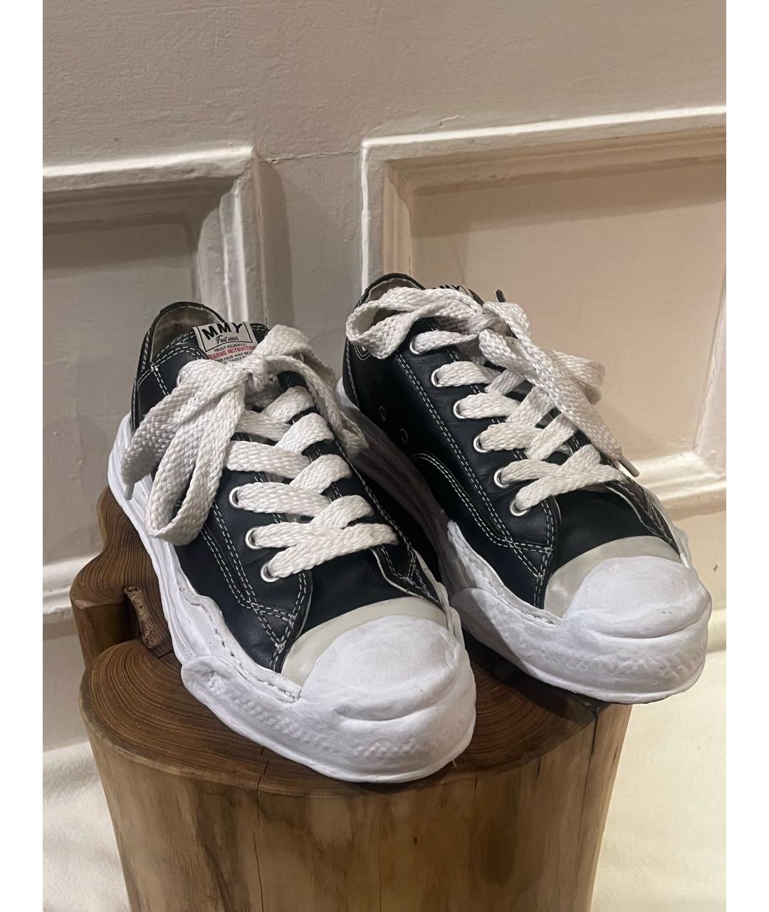 MAISON MIHARA YASUHIRO Черные кожаные низкие кроссовки / кеды, фото 2