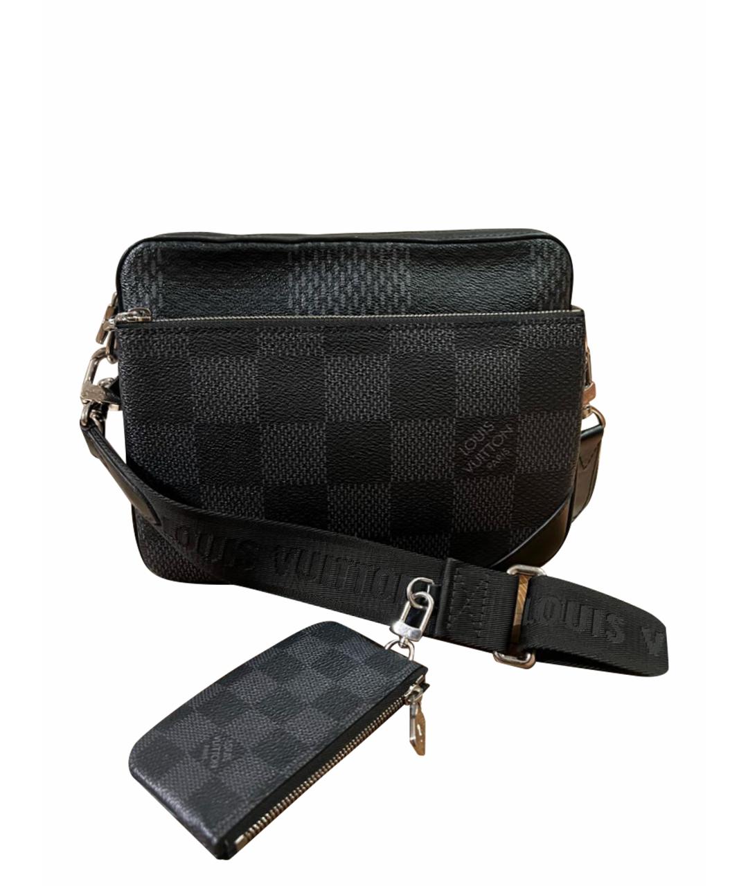 LOUIS VUITTON Черная кожаная сумка на плечо, фото 1