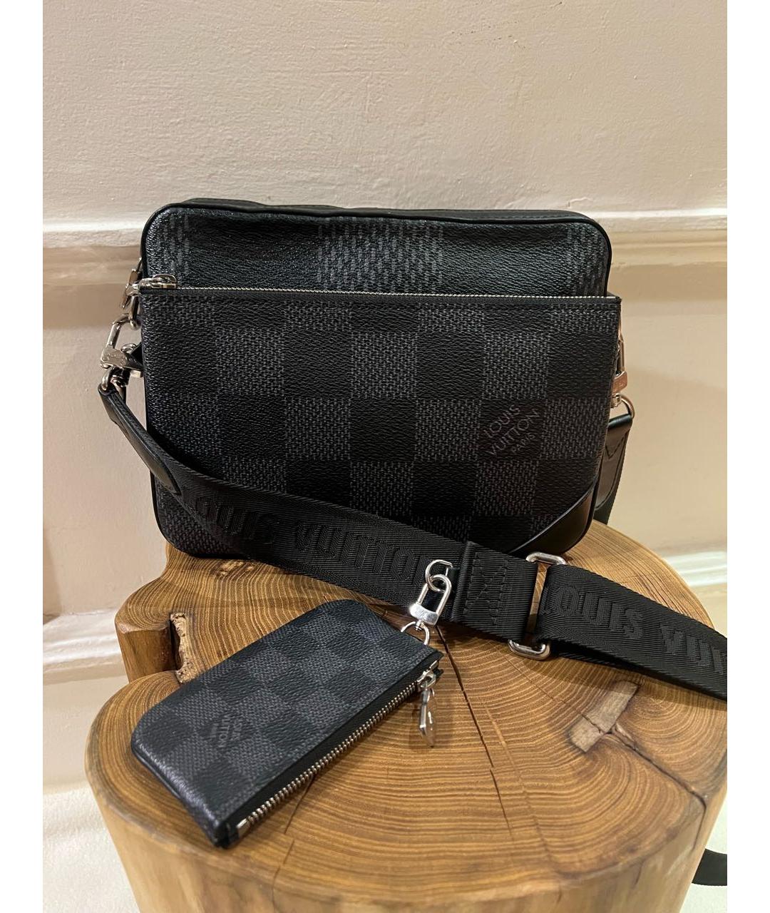 LOUIS VUITTON Черная кожаная сумка на плечо, фото 6