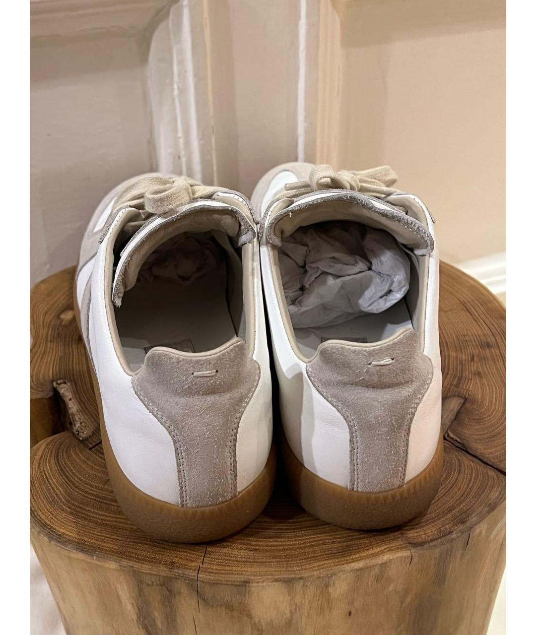 MAISON MARGIELA Серые кожаные низкие кроссовки / кеды, фото 4