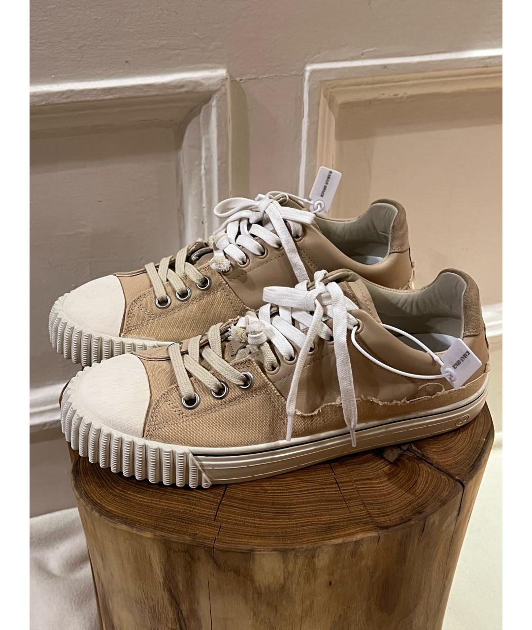 MAISON MARGIELA Бежевые кожаные кеды, фото 6