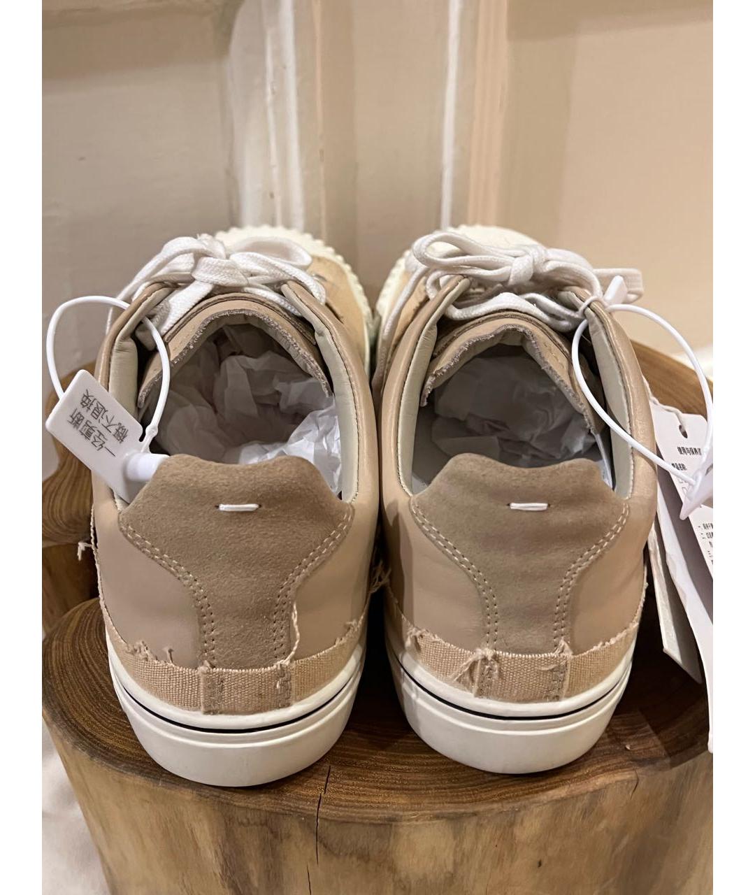 MAISON MARGIELA Бежевые кожаные кеды, фото 4