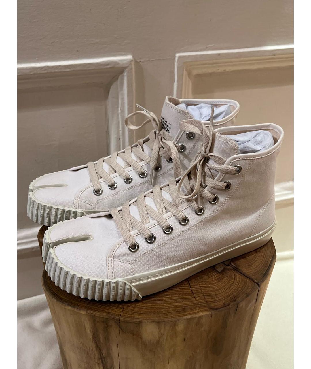 MAISON MARGIELA Белые текстильные высокие кроссовки / кеды, фото 6