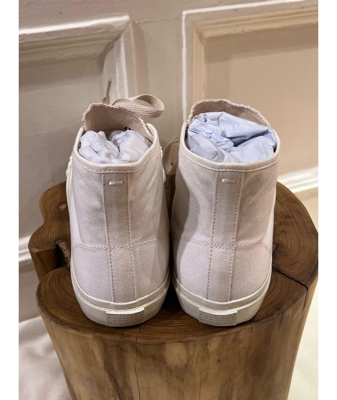 MAISON MARGIELA Белые текстильные высокие кроссовки / кеды, фото 4