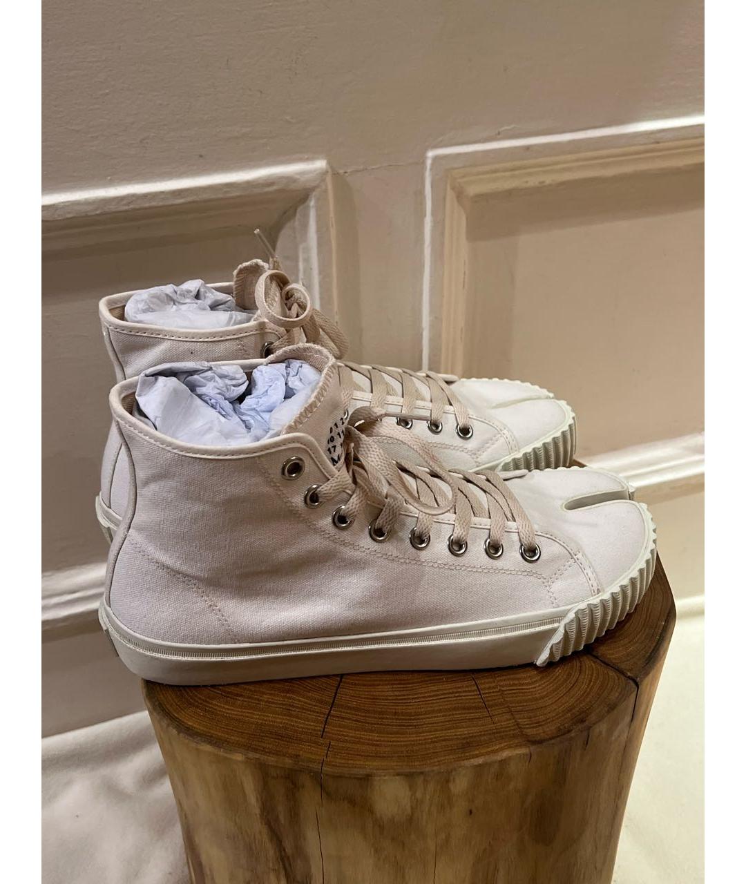 MAISON MARGIELA Белые текстильные высокие кроссовки / кеды, фото 3