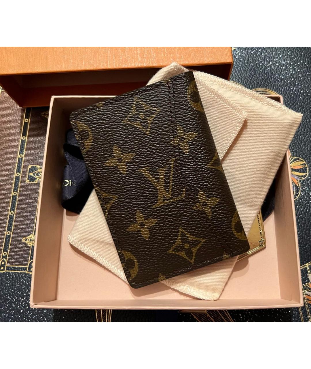 LOUIS VUITTON Коричневый кожаный кардхолдер, фото 6