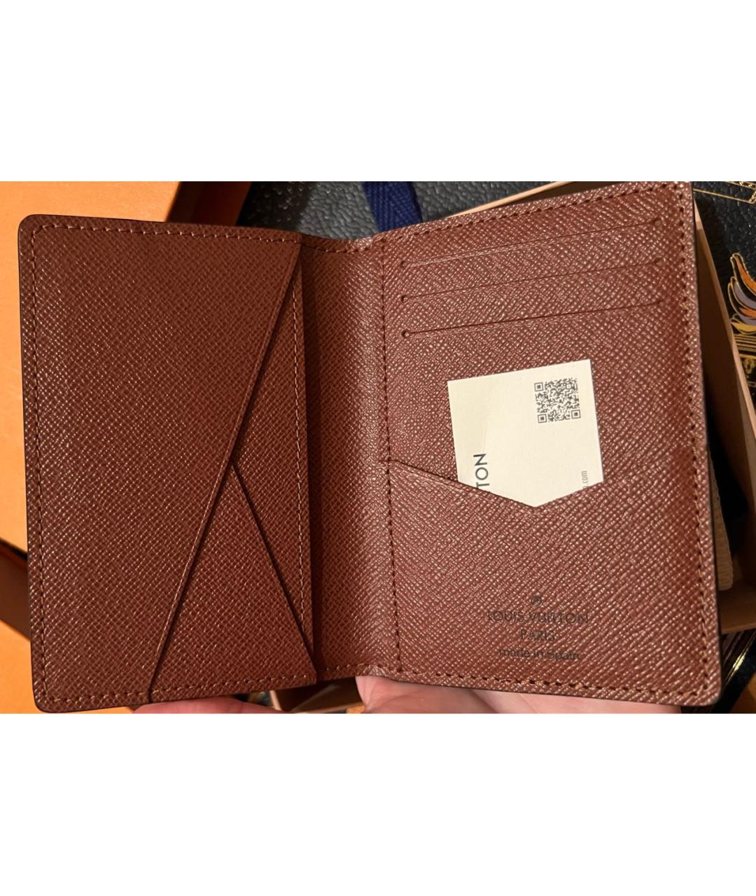 LOUIS VUITTON Коричневый кожаный кардхолдер, фото 7
