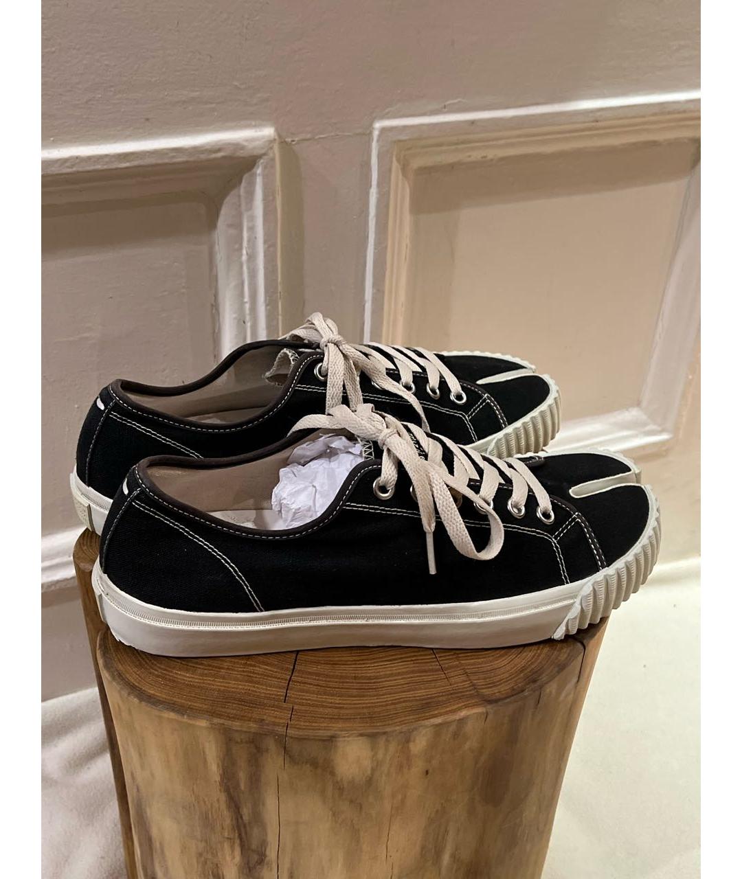 MAISON MARGIELA Черные текстильные низкие кроссовки / кеды, фото 3