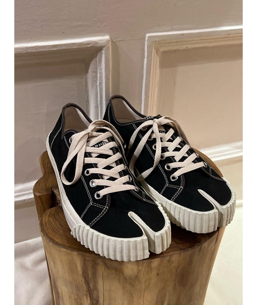 MAISON MARGIELA Черные текстильные низкие кроссовки / кеды, фото 2