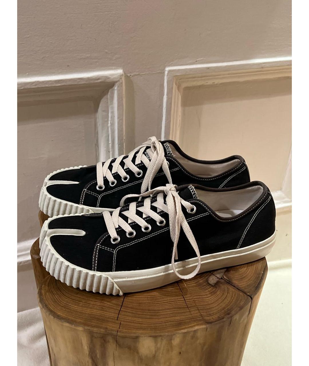 MAISON MARGIELA Черные текстильные низкие кроссовки / кеды, фото 6