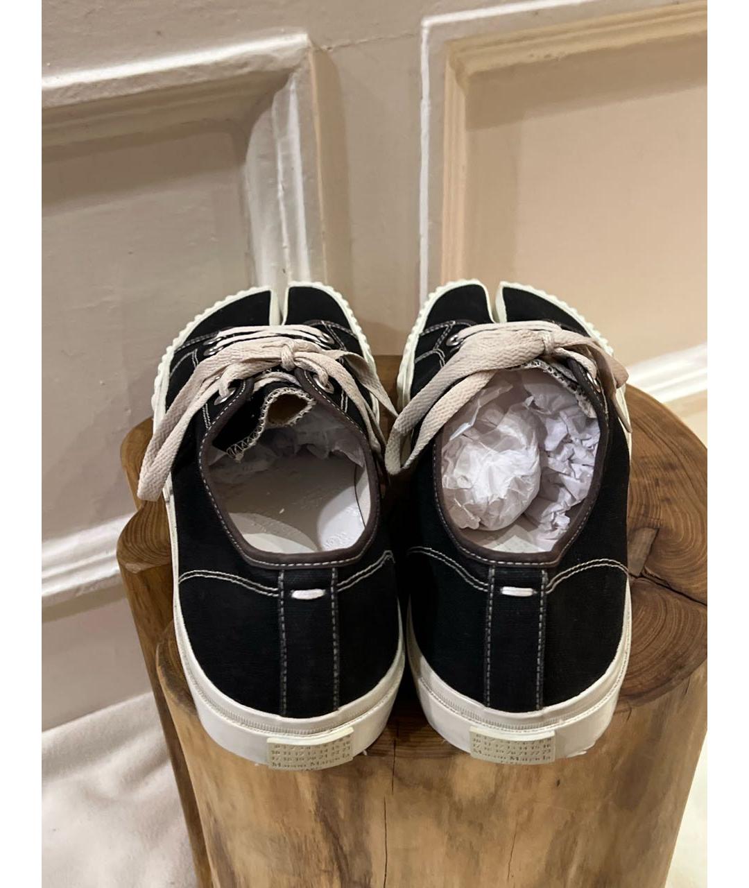 MAISON MARGIELA Черные текстильные низкие кроссовки / кеды, фото 4