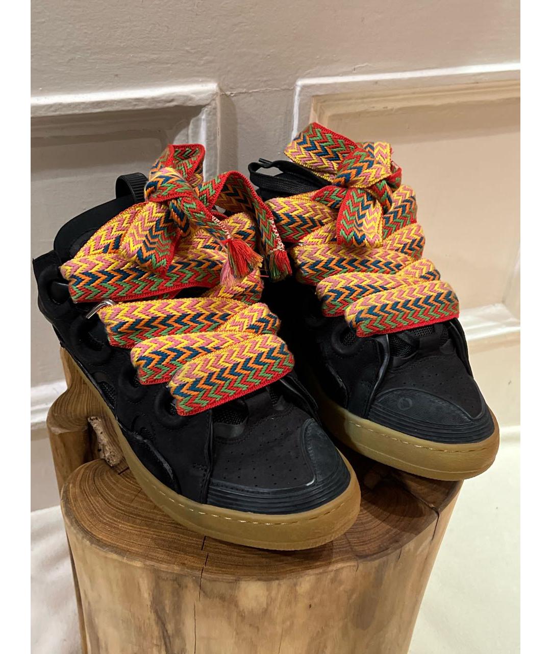 LANVIN Черные кожаные низкие кроссовки / кеды, фото 2