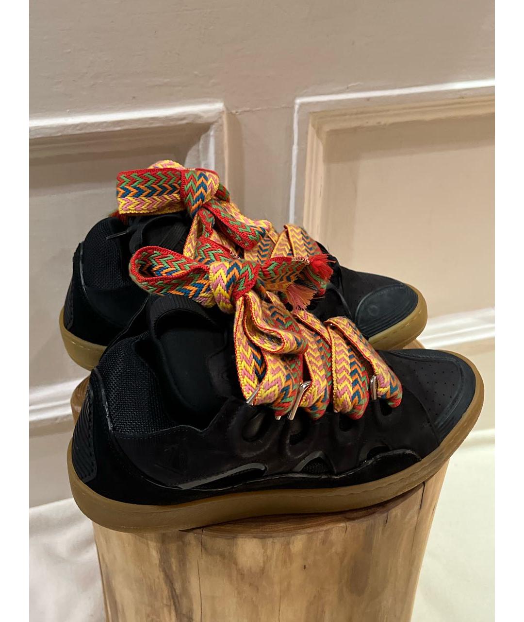 LANVIN Черные кожаные низкие кроссовки / кеды, фото 3