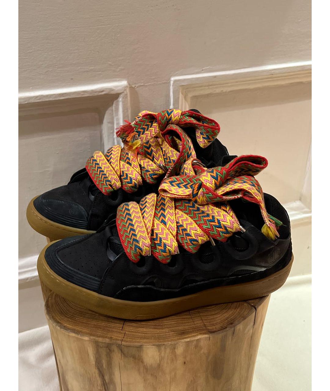 LANVIN Черные кожаные низкие кроссовки / кеды, фото 5