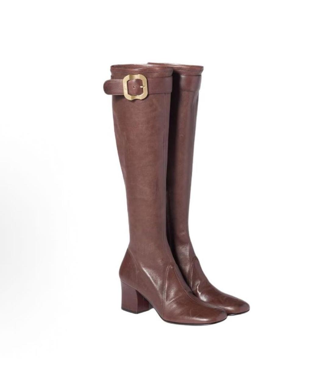 MIU MIU Коричневые кожаные сапоги, фото 2