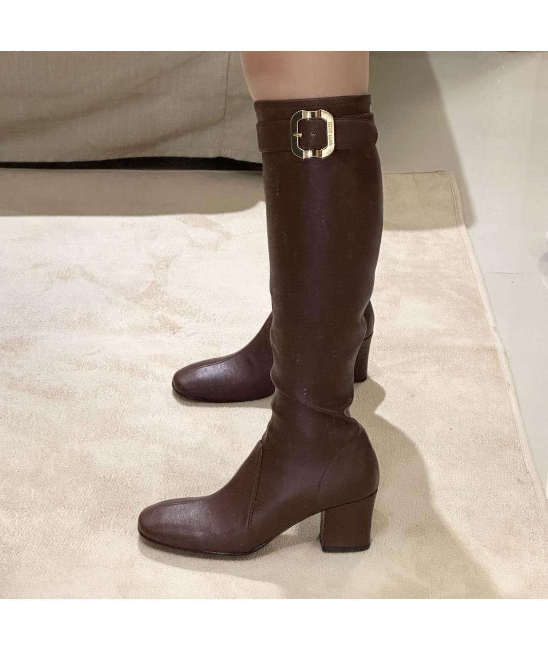 MIU MIU Коричневые кожаные сапоги, фото 4