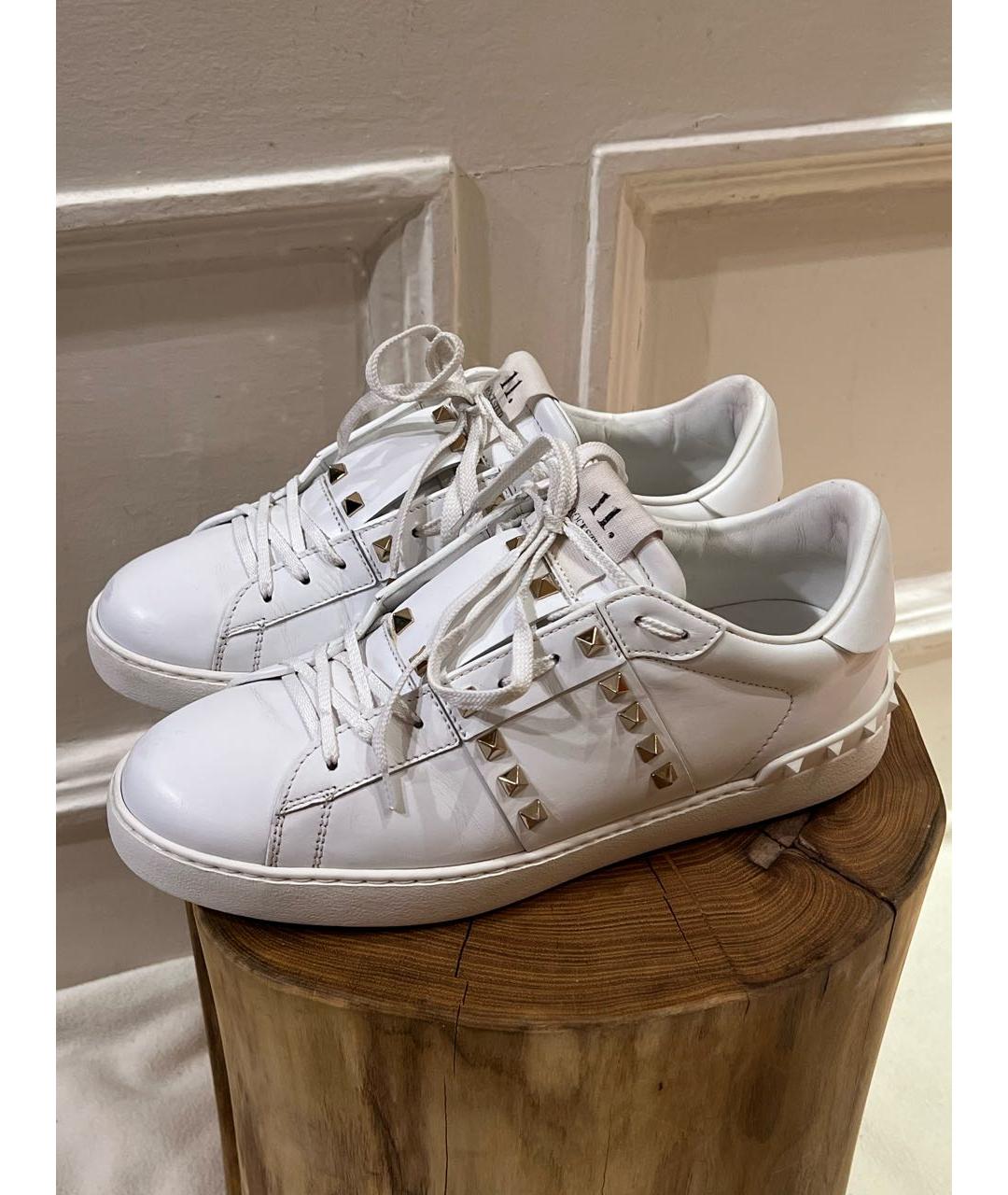 VALENTINO Белые кожаные низкие кроссовки / кеды, фото 6