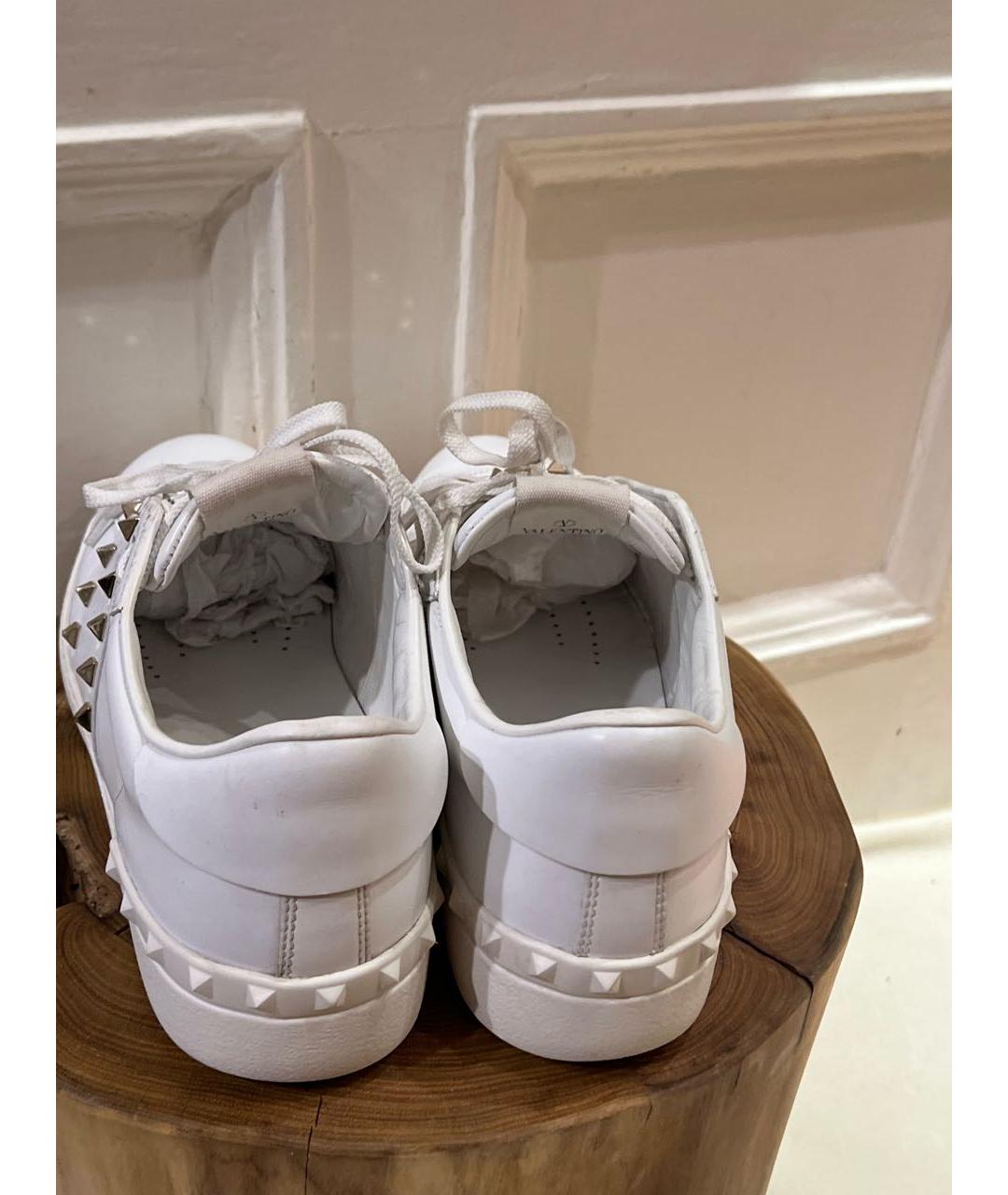VALENTINO Белые кожаные низкие кроссовки / кеды, фото 4
