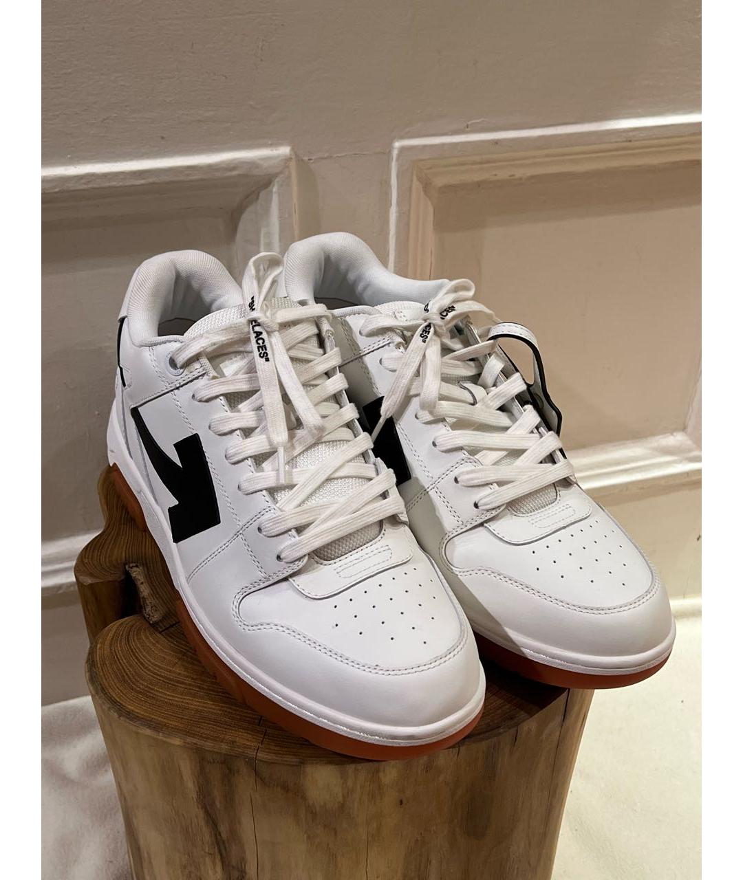 OFF-WHITE Белые кожаные низкие кроссовки / кеды, фото 2