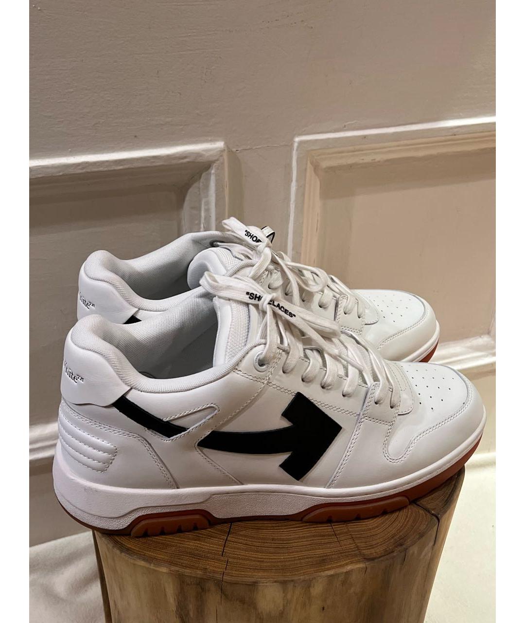 OFF-WHITE Белые кожаные низкие кроссовки / кеды, фото 3