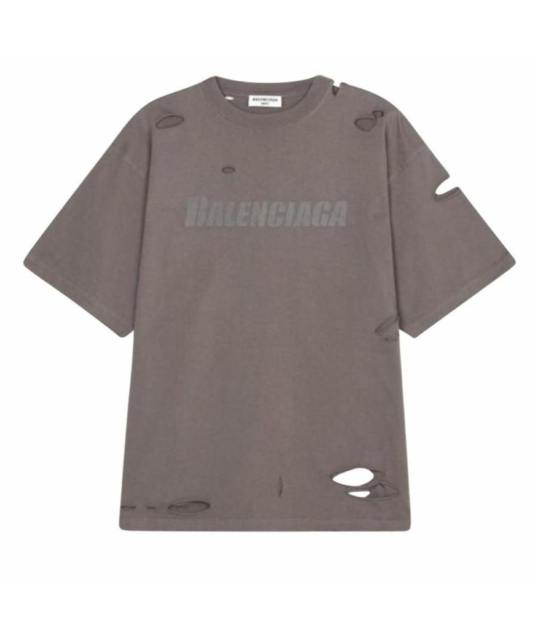 BALENCIAGA Коричневая хлопковая футболка, фото 7