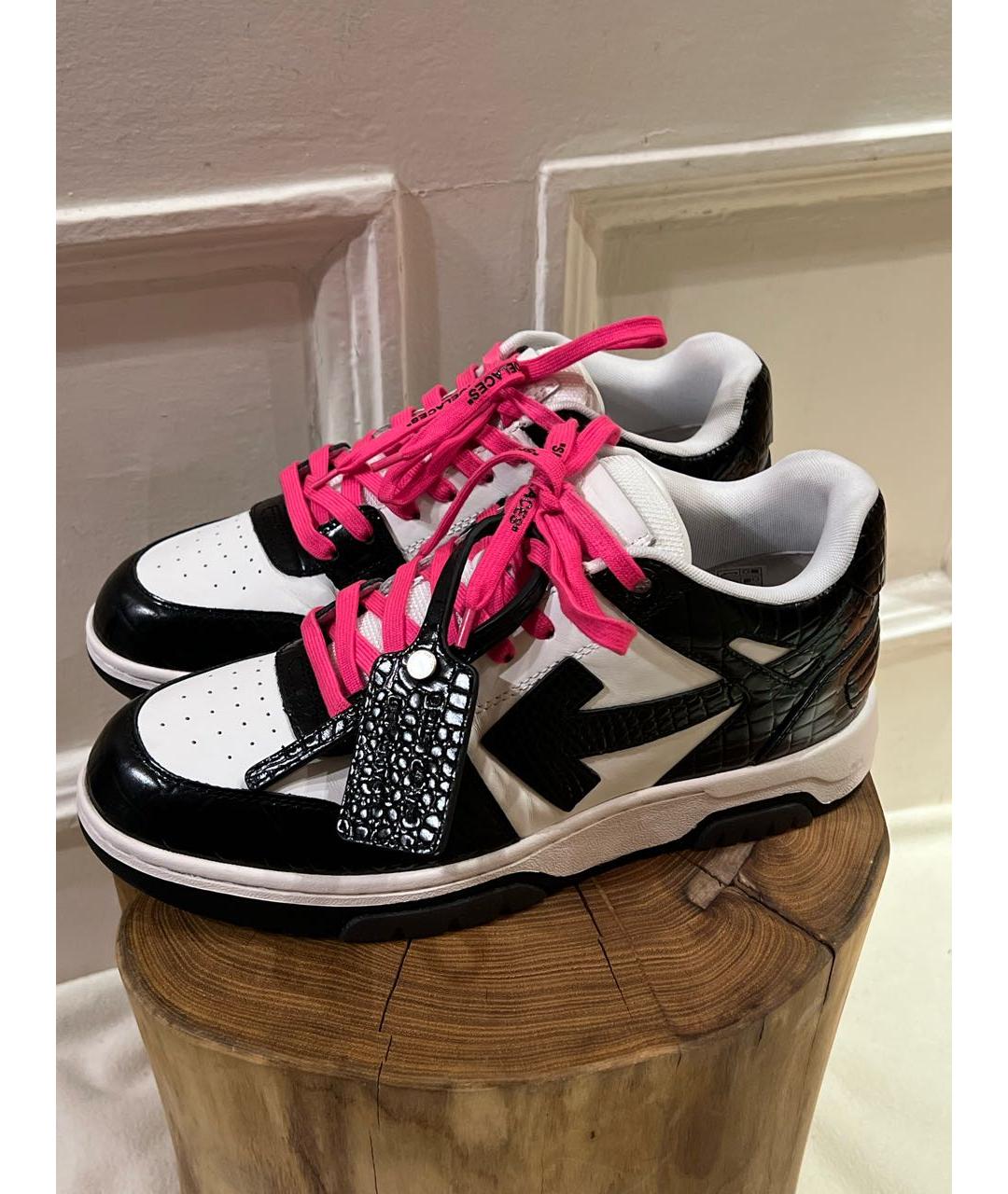 OFF-WHITE Черные кожаные низкие кроссовки / кеды, фото 2