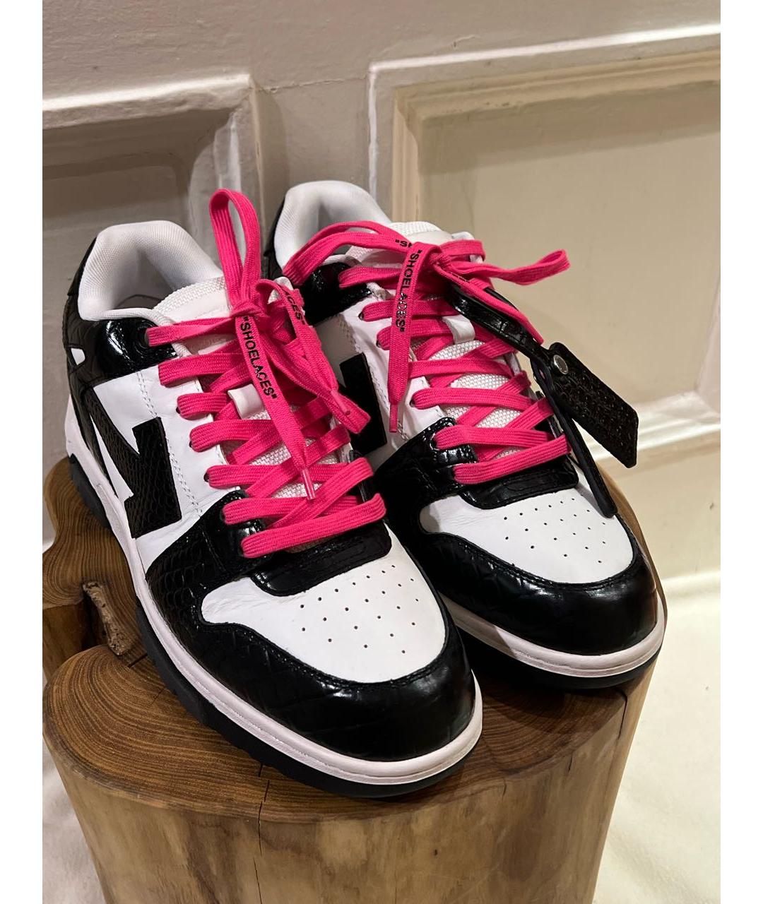 OFF-WHITE Черные кожаные низкие кроссовки / кеды, фото 3