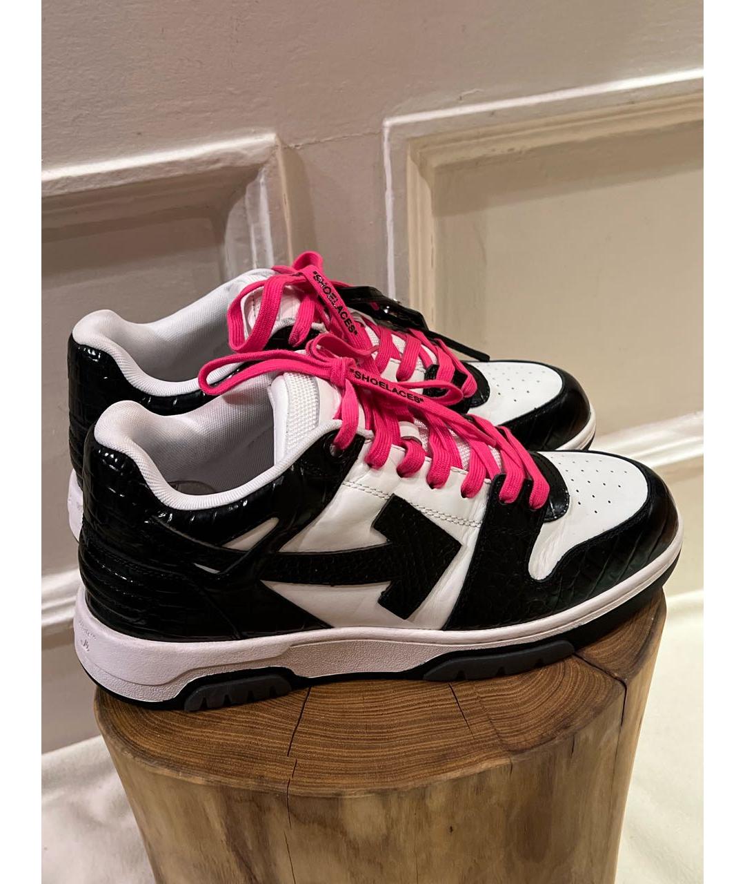 OFF-WHITE Черные кожаные низкие кроссовки / кеды, фото 4