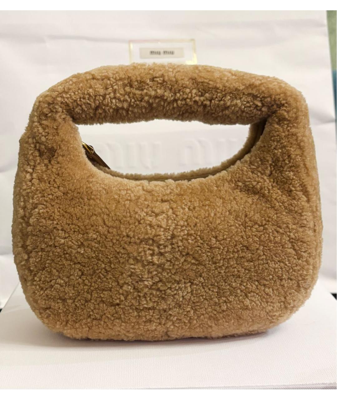 MIU MIU Коричневая шерстяная сумка через плечо, фото 3