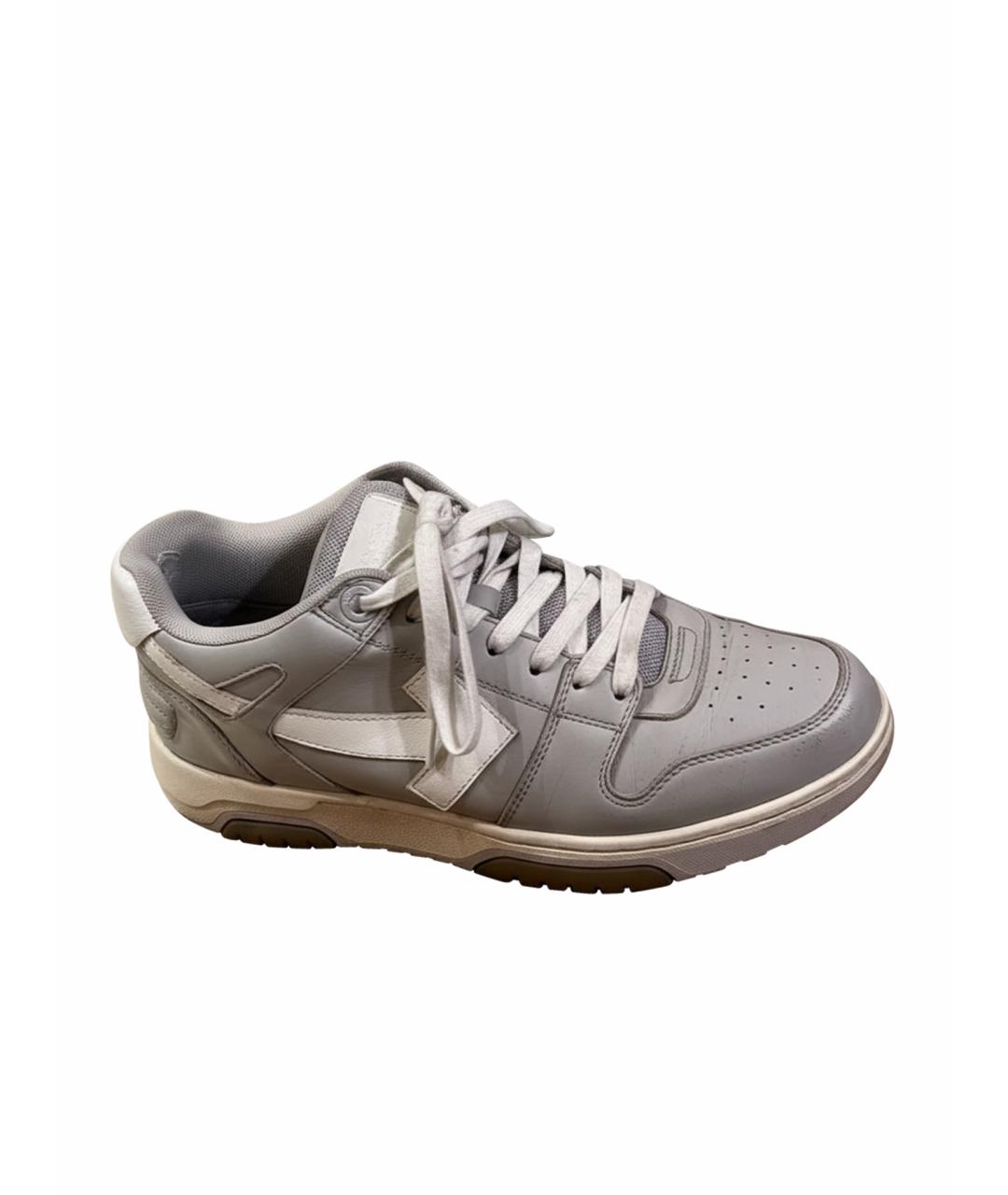 OFF-WHITE Серые кожаные низкие кроссовки / кеды, фото 1