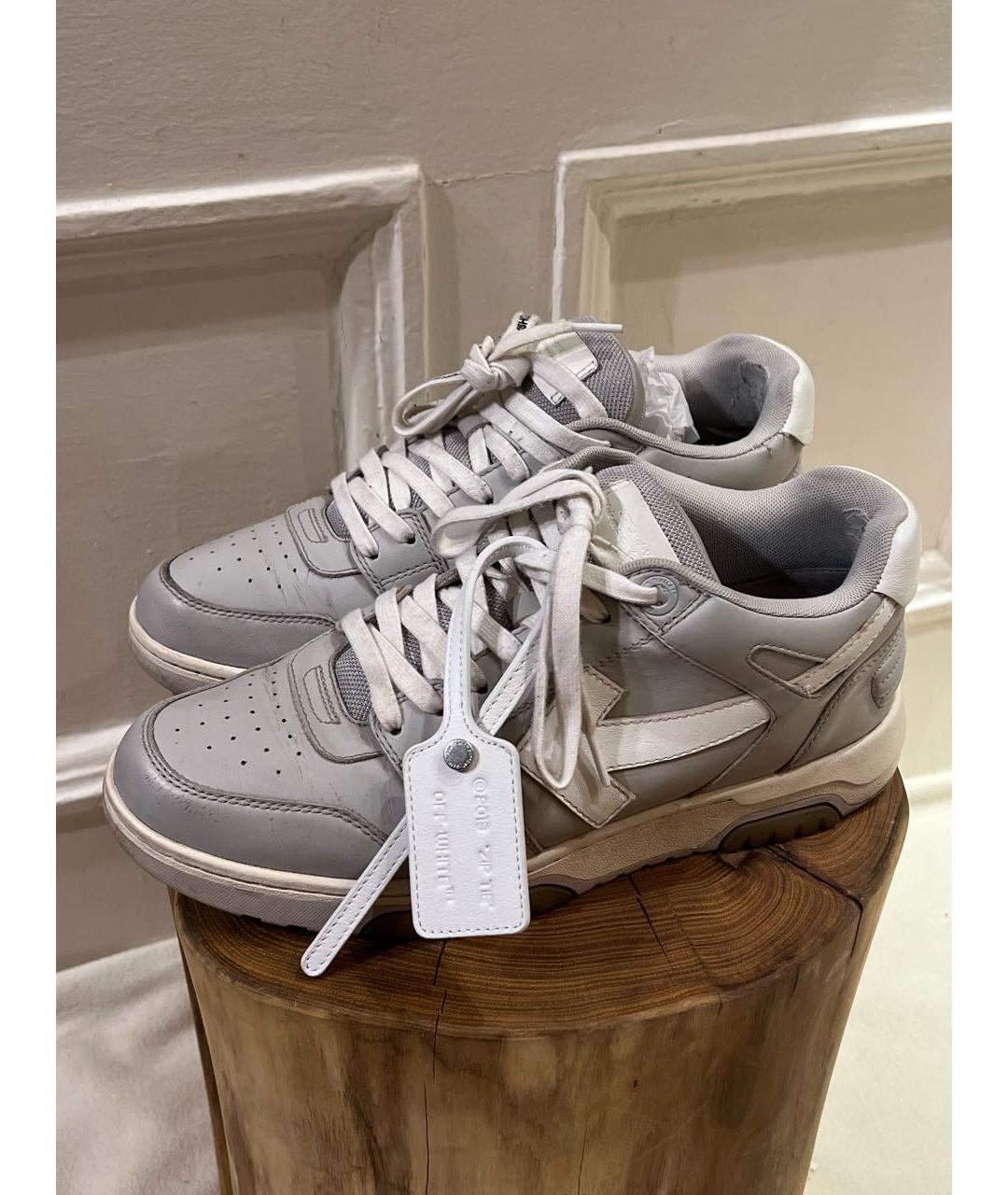 OFF-WHITE Серые кожаные низкие кроссовки / кеды, фото 6