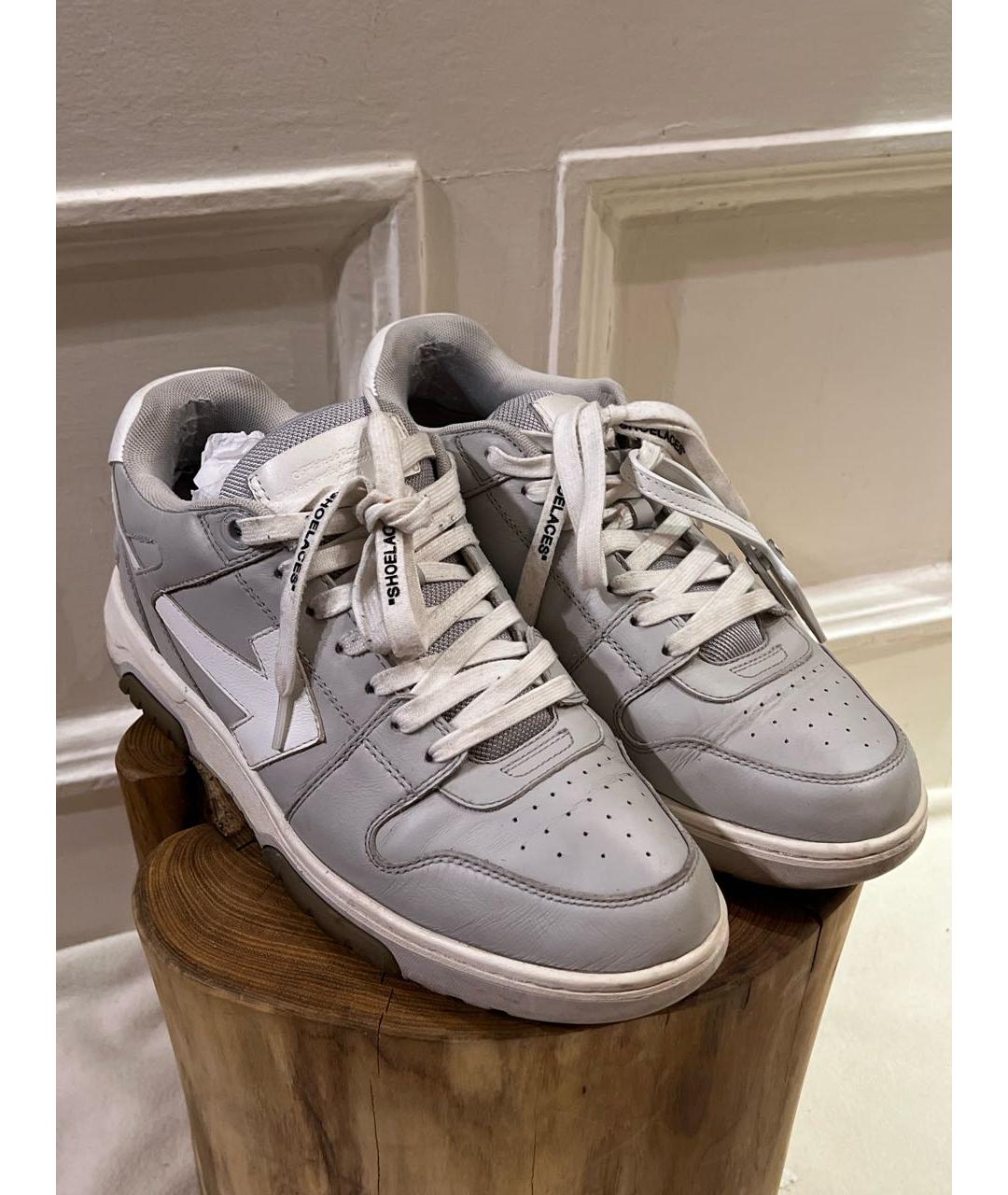 OFF-WHITE Серые кожаные низкие кроссовки / кеды, фото 2