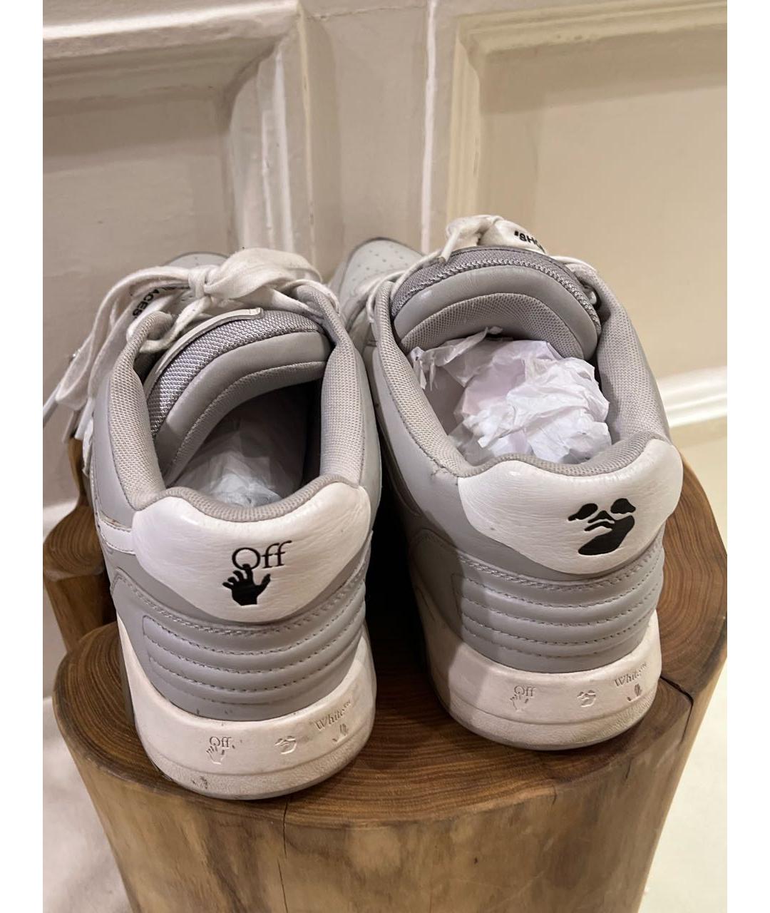 OFF-WHITE Серые кожаные низкие кроссовки / кеды, фото 4