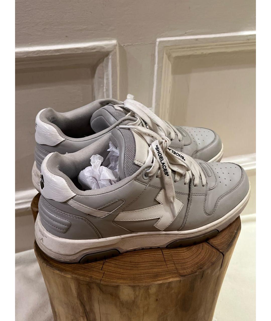 OFF-WHITE Серые кожаные низкие кроссовки / кеды, фото 3