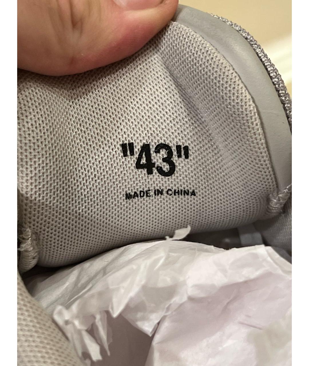 OFF-WHITE Серые кожаные низкие кроссовки / кеды, фото 5