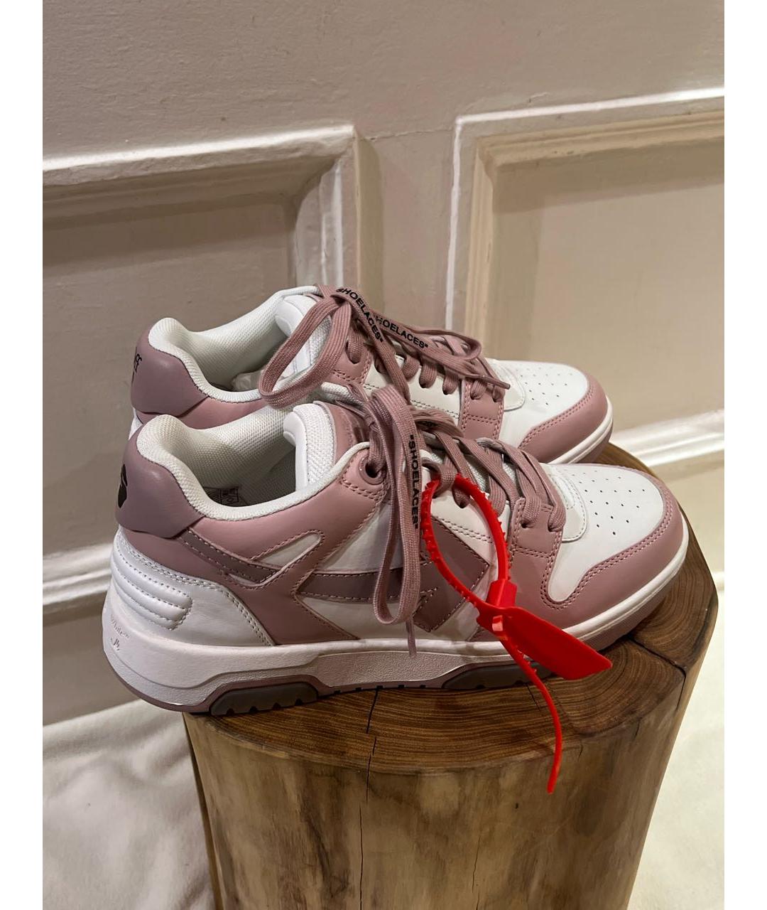 OFF-WHITE Розовые кожаные кроссовки, фото 3