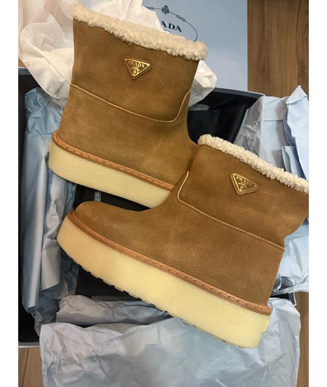 PRADA Бежевые замшевые полусапоги, фото 7