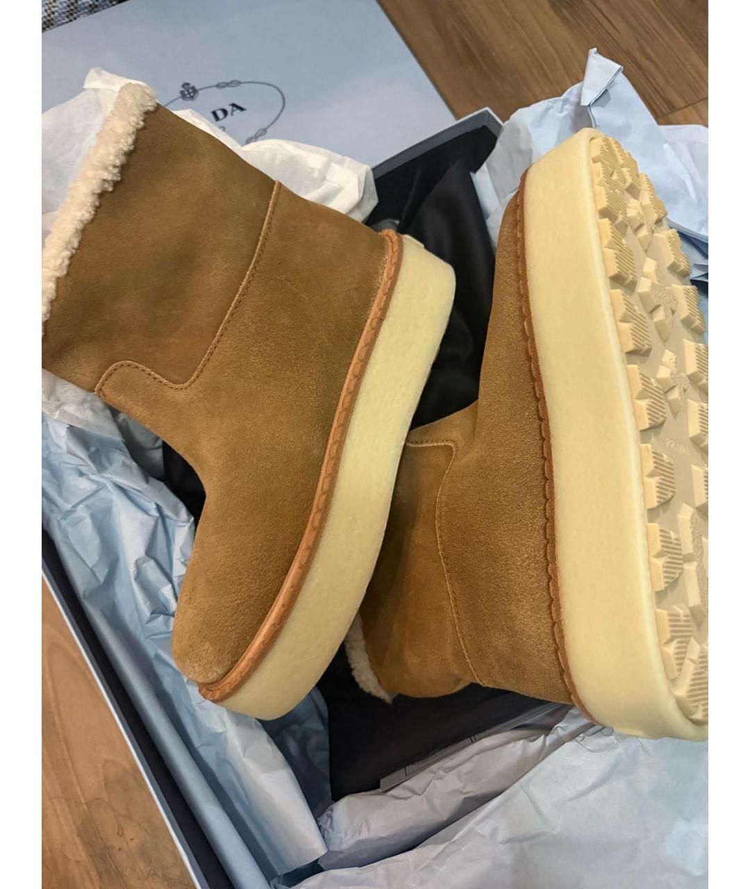 PRADA Бежевые замшевые полусапоги, фото 4