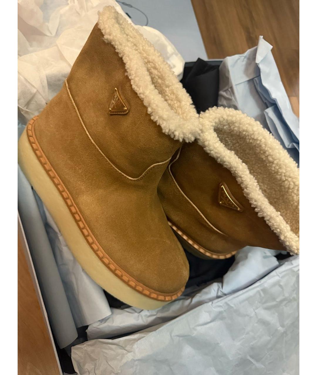 PRADA Бежевые замшевые полусапоги, фото 2