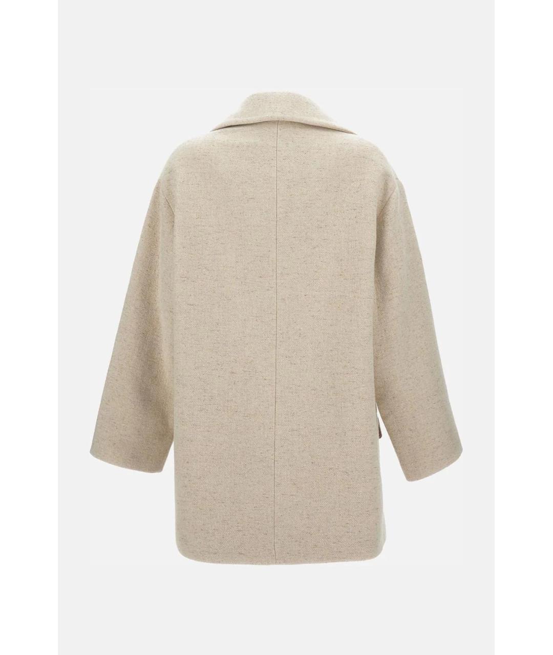 ELISABETTA FRANCHI Бежевое кашемировое пальто, фото 2