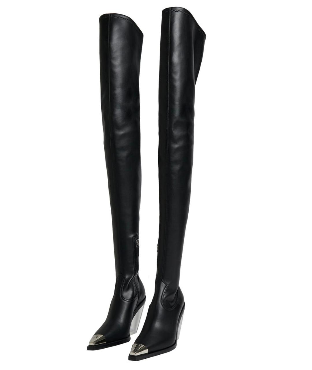 DAVID KOMA Черные кожаные ботфорты, фото 2