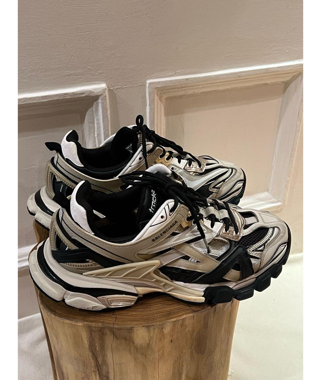 BALENCIAGA Бежевые текстильные низкие кроссовки / кеды, фото 3