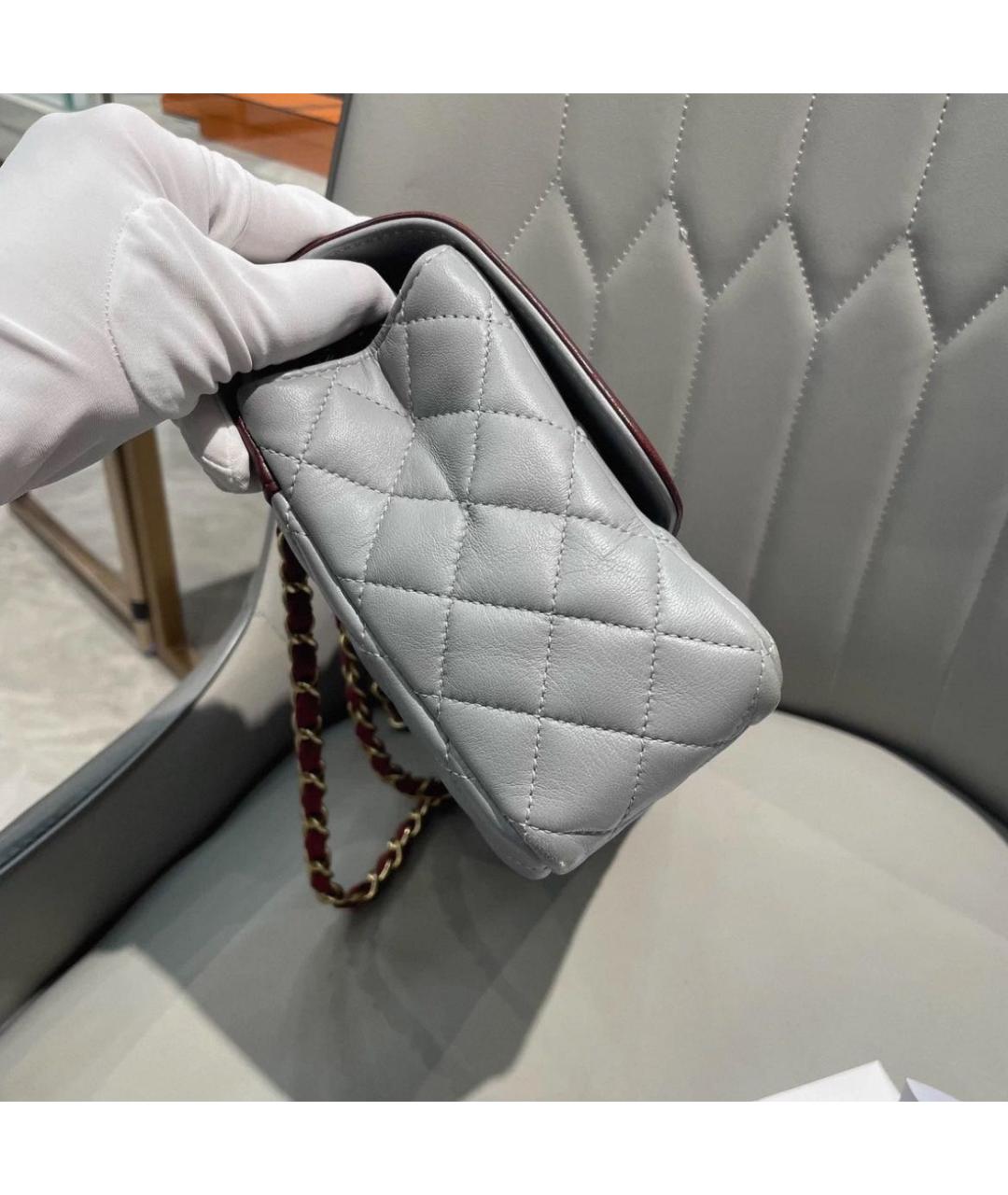 CHANEL Серая кожаная сумка через плечо, фото 6