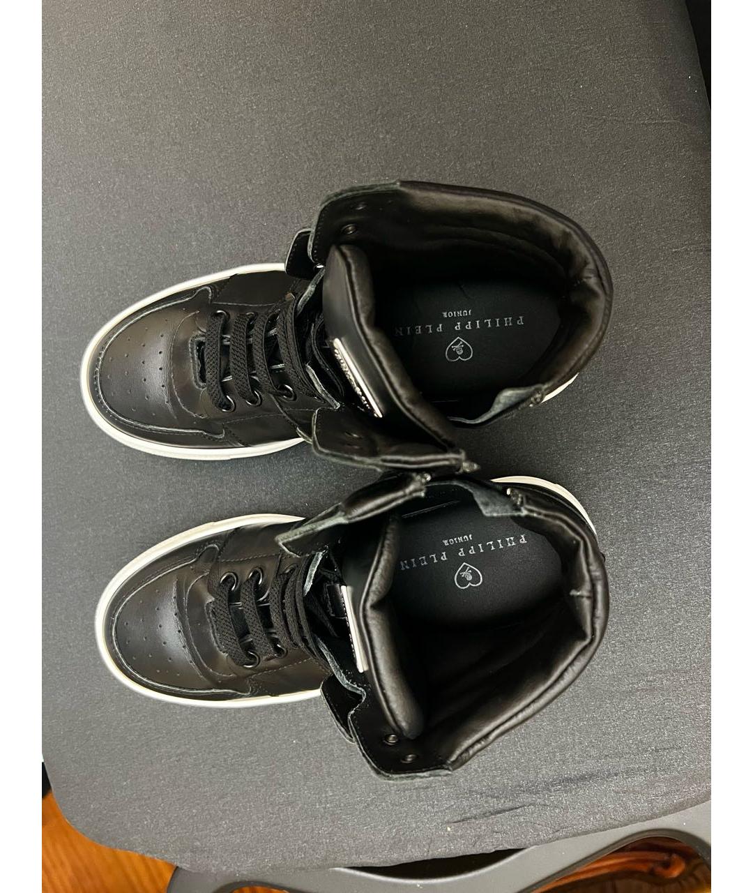 PHILIPP PLEIN JUNIOR Черные кожаные кеды, фото 3