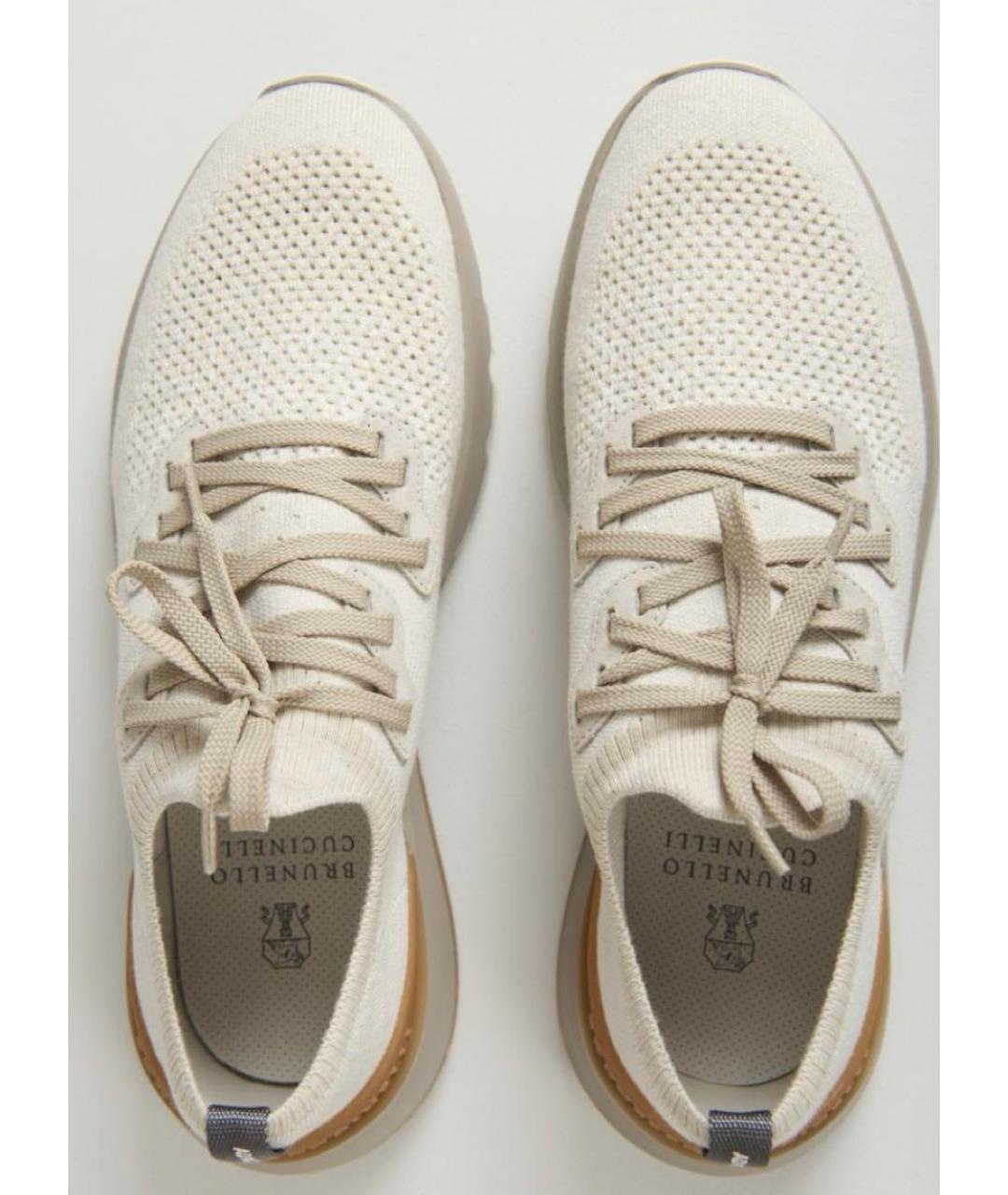 BRUNELLO CUCINELLI Бежевые текстильные низкие кроссовки / кеды, фото 3