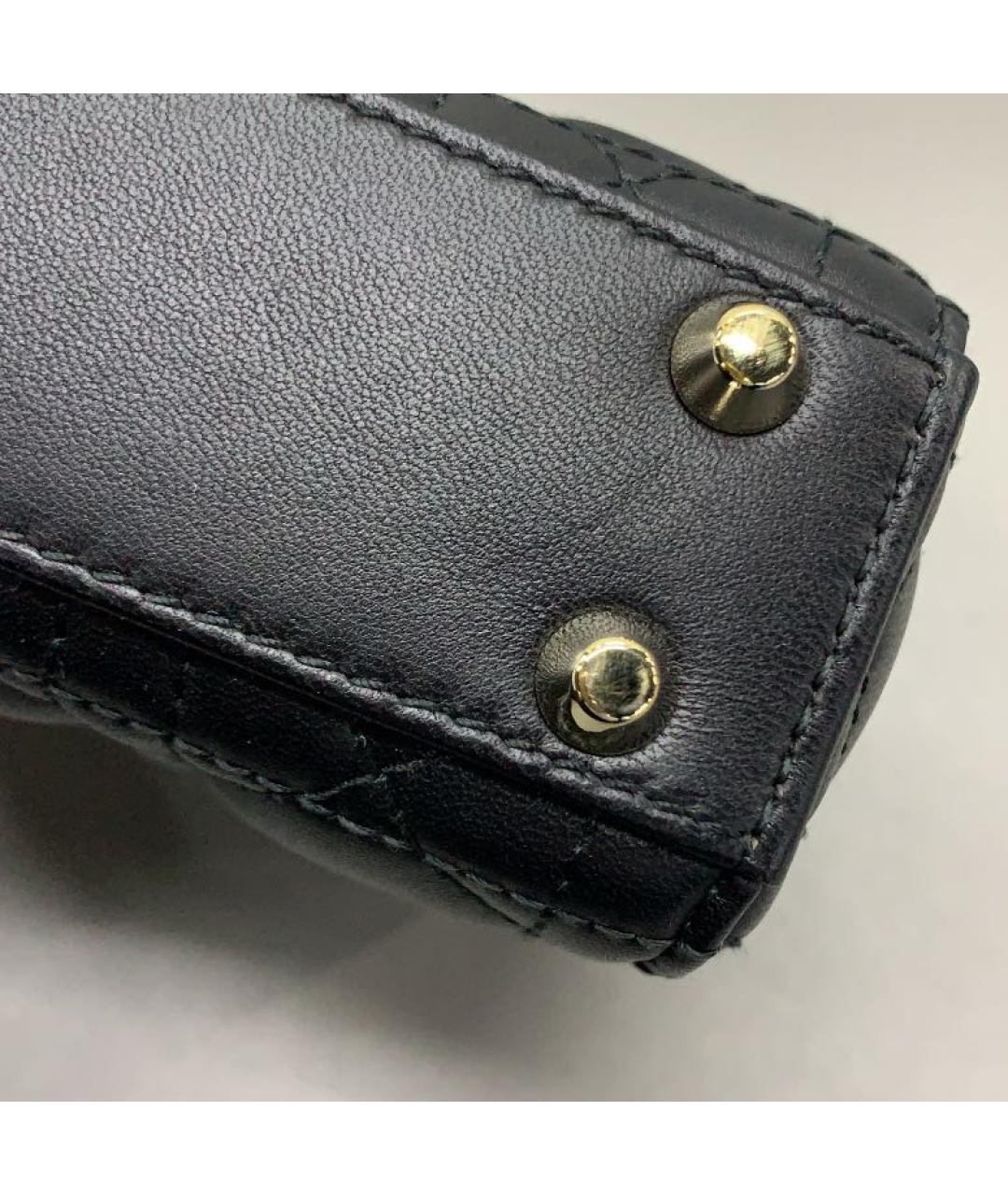 CHRISTIAN DIOR Черная кожаная сумка с короткими ручками, фото 5