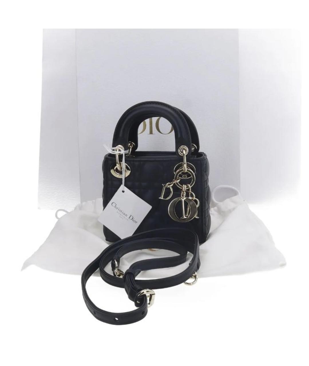 CHRISTIAN DIOR Черная кожаная сумка с короткими ручками, фото 2