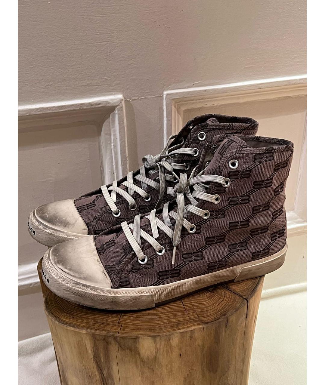 BALENCIAGA Коричневые текстильные высокие кроссовки / кеды, фото 6