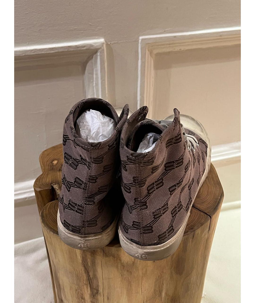 BALENCIAGA Коричневые текстильные высокие кроссовки / кеды, фото 4
